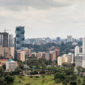 Aerial panorama of downtown Nairobi and the Kilimani area of Nairobi, Kenya.